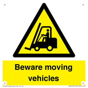 Beware moving vehicles with Warning forklift symbol